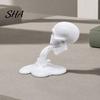 Light And Strong 3D Printed Art Skull Water Flow Ornament, Creative Statue with Stable Base Ornament Base, Compact Gothic Decoration, Halloween