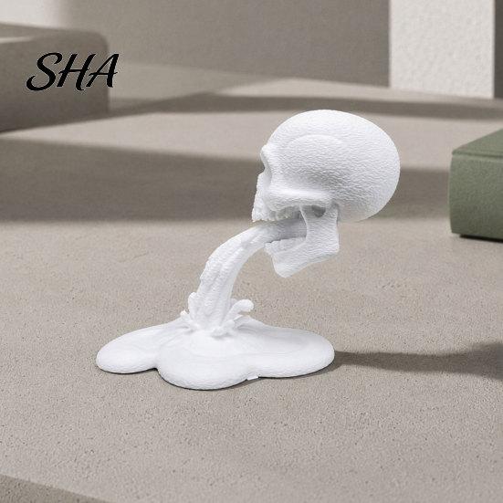 Light And Strong 3D Printed Art Skull Water Flow Ornament, Creative Statue with Stable Base Ornament Base, Compact Gothic Decoration, Halloween