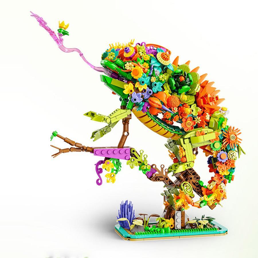 Креативный набор строительных блоков «Попугай» 1100 шт., набор «Птица», серия «Цветы и животные», модель для сборки, кирпичик, украшение для дома, игрушка, подарок для детей