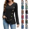 Women's Solid Color Fashion Long Sleeve Strip False Button Loose Top