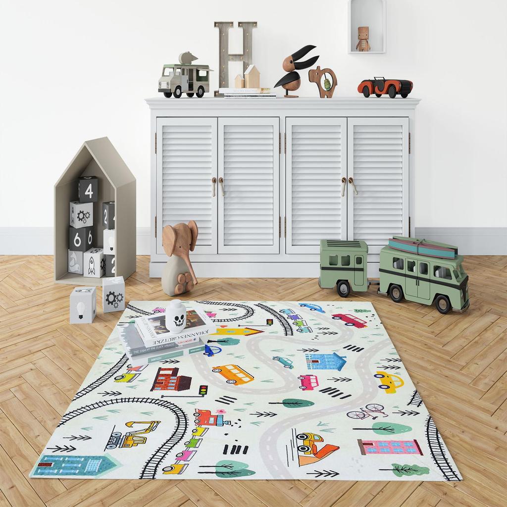 Декоративный современный тонкий коврик для детей из хлопка, устойчивый к пятнам, моющийся, сплетенный машиной