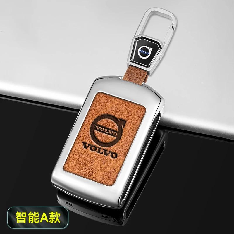 AABBG1 Zinc Alloy Car Key Case Cover Shell Holder Fob For Volvo S60 S90 XC40 XC60 XC90 V90 Polestar 1 Polestar 2 Keychain Car Accessory