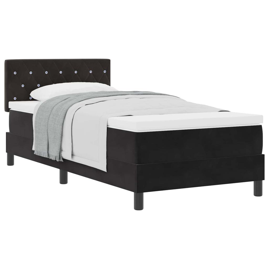 Box Spring Bed with Mattress Black 90 x 200 cm Velvet