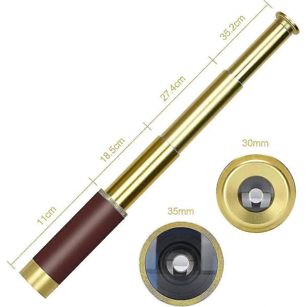Retro Telescope Portable Pocket Monocular 4 Sections Copper Plated HD Monocular - DD01