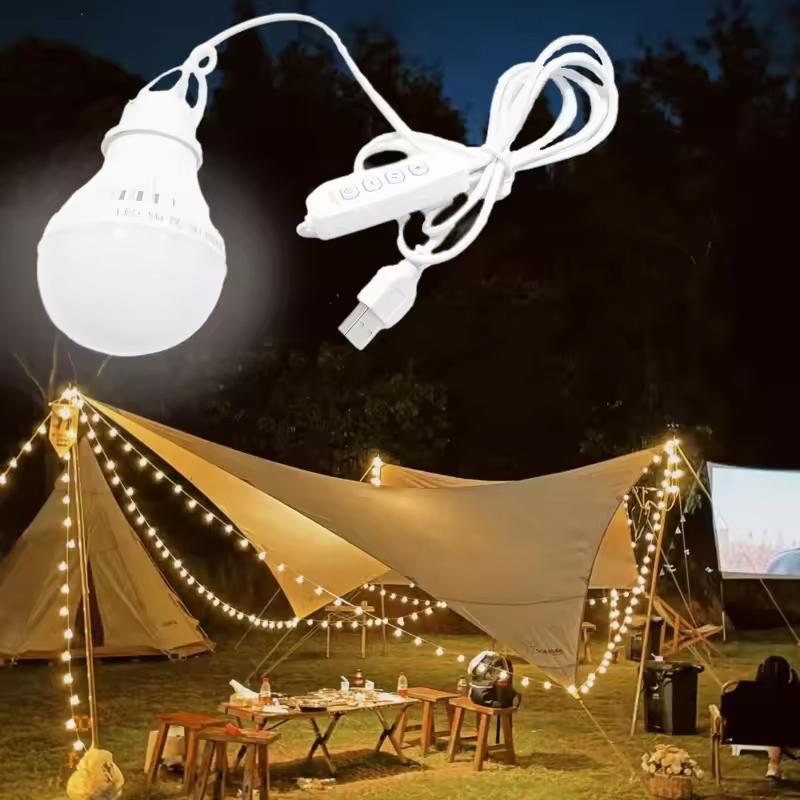 5V Led Camp Light Usb Emergency Bulb 3 Color Dimmable Hanging Tent Lamp for Work BBQ Fishing Repair Out Door Camping Equipment