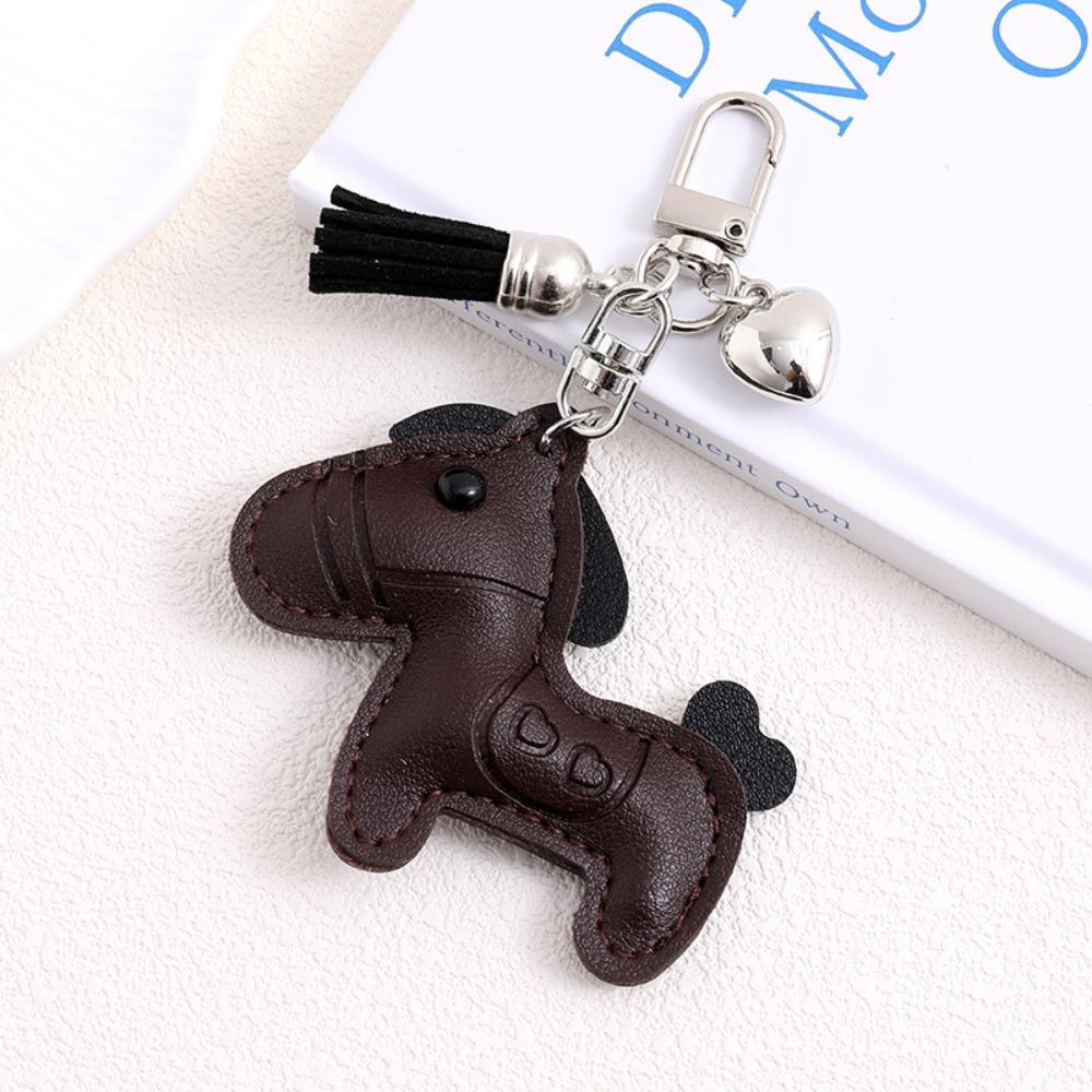 Cartoon Pu Leather Horse Key Chain Heart Zodiac Pony Bag Hanging  Year of The Horse