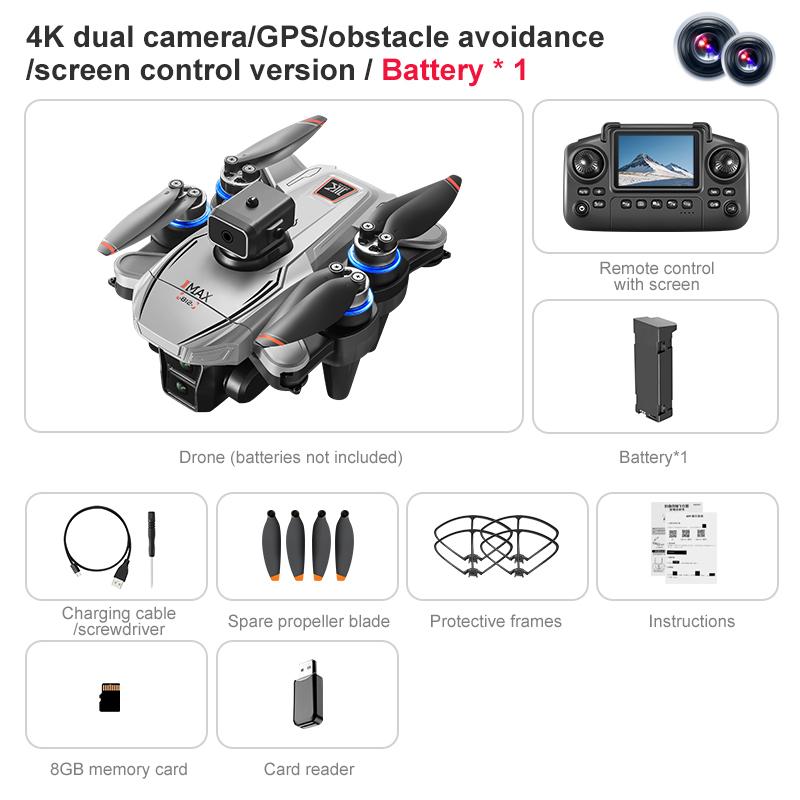 K812 MAX GPS RC Дрон с 5G WIFI Экраном 8K Профессиональная Двойная Камера Аэросъемка Бесколлекторный Световой Поток Интеллектуальное 360° Предотвращение Препятствий RC Квадрокоптер