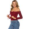 Fashion Summer Women's Sexy Off Shoulder Knot Long Sleeve Top T-Shirt