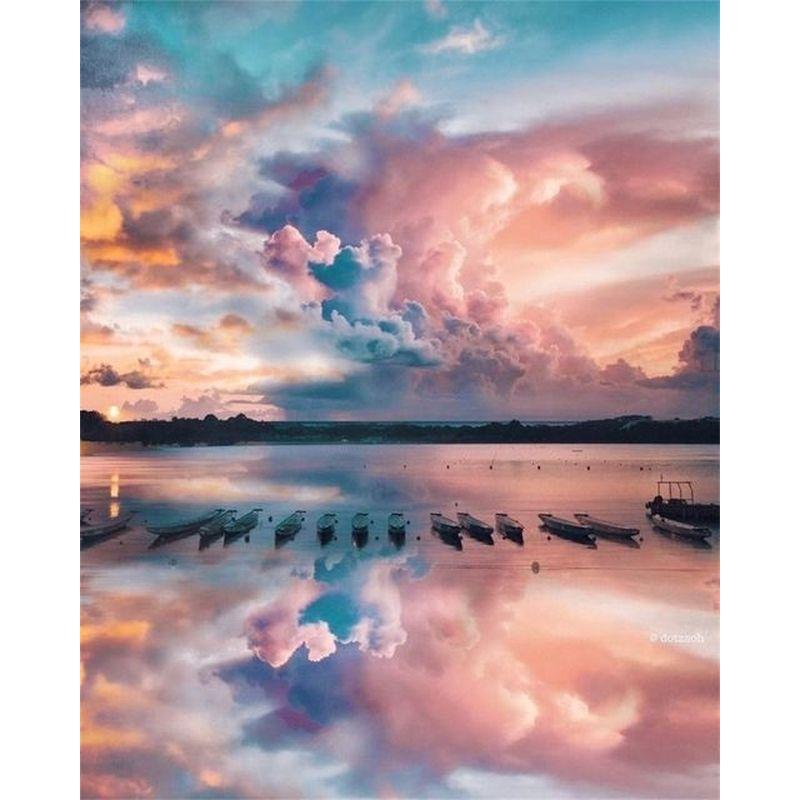 Алмазная картина речной пейзаж Алмазная мозаика лампа вышивка для взрослых детей картина стразами домашний декор