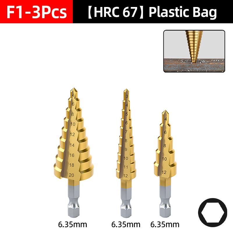 HSS Titanium Step Drill Bit Set For Metal Wood Punch Hole Cutter Conical Stage Stepped Drills Power Tools 3-12 4-12 4-20 4-32mm