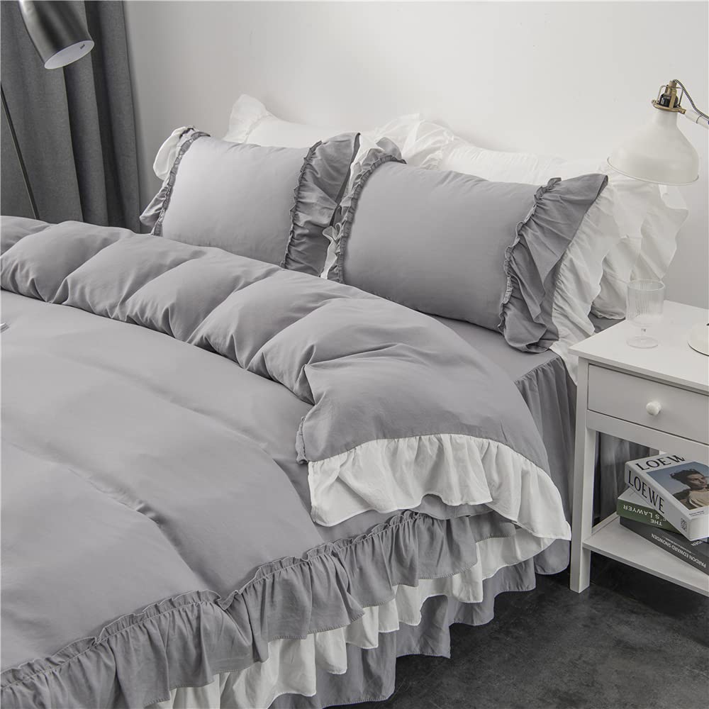 Ovege Single Bedding Set (3 Pieces): Duvet Cover, Bed Skirt, Pillowcases, Cute, Frilled, Stylish,