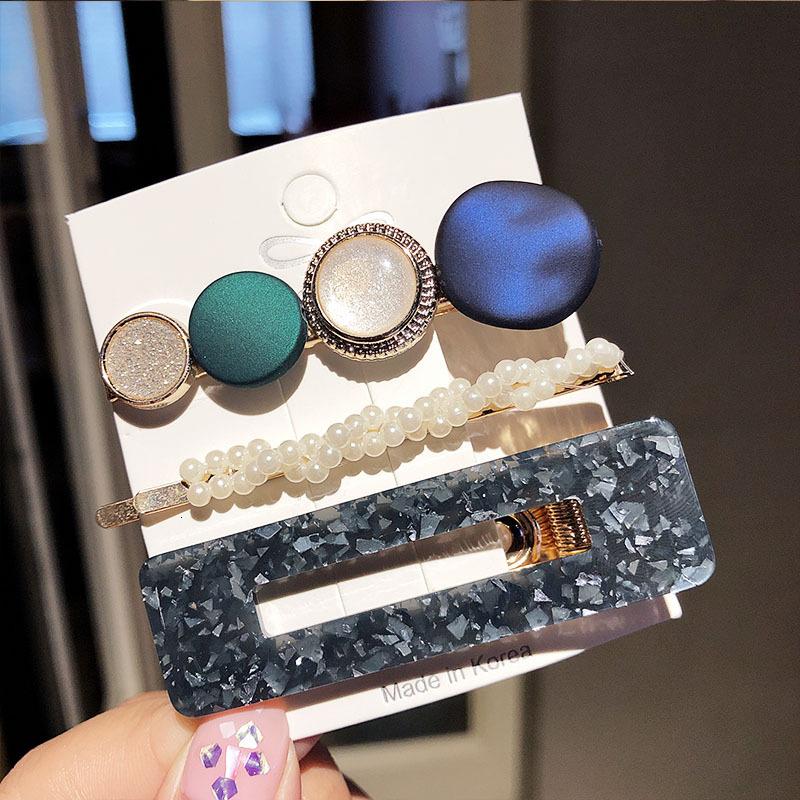 Fashion Acrylic Pearl Hair Clips Set Sweet Flower Hair Barrettes For Women Girls Korean Geometric Hair Accessories Jewelry