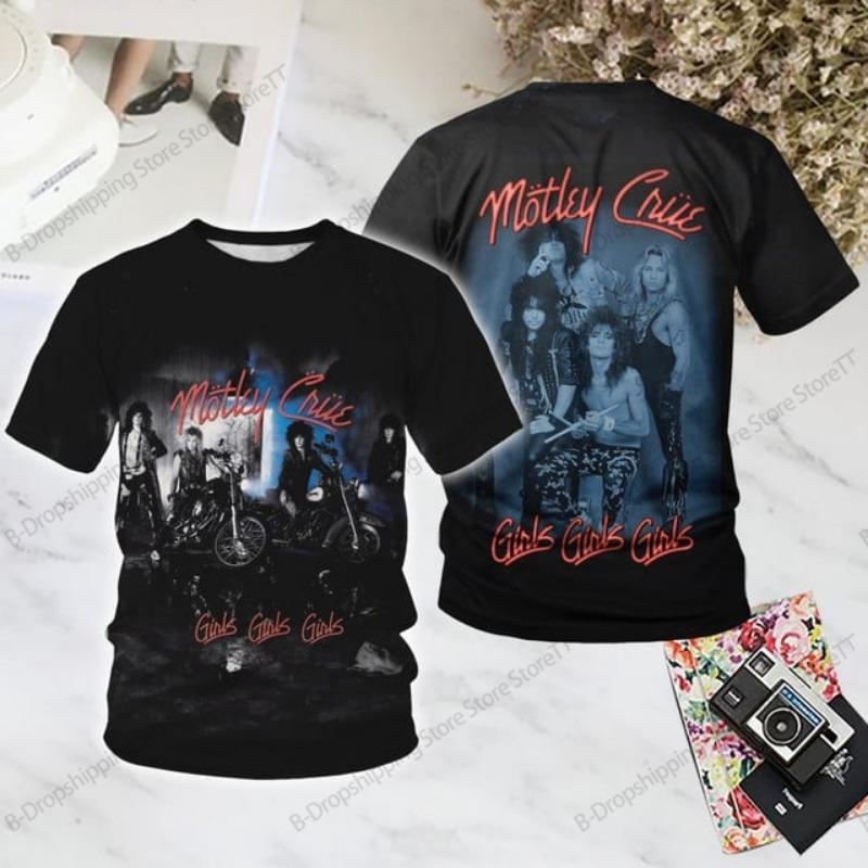 Рок-группа Motley Crue 3D-печать Футболка Мужчины Женщины Мода Хип-Хоп Повседневные Топы с Коротким Рукавом Футболки Мужская Одежда Детская Футболка