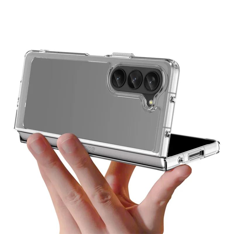Красочный прозрачный TPU чехол-книжка с акриловой задней панелью для Samsung Galaxy Z Fold 6 5 4 3 5G Z Fold6 Flip6, задняя крышка с защитой от отпечатков пальцев