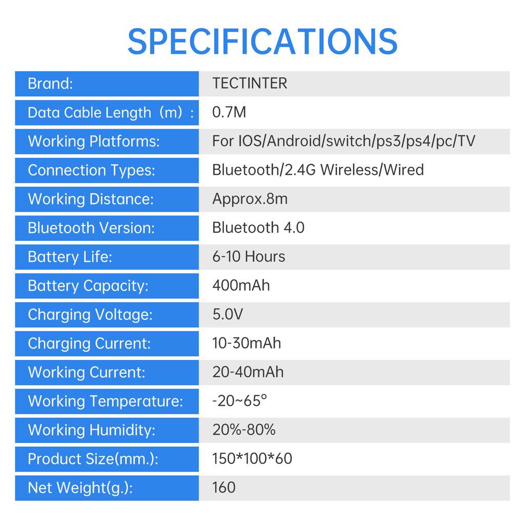 TECTINTER V8 Bluetooth Controller 2.4G Wireless Controller For PS3/PS4 Gamepad Console For Switch Accessories For TV/Android/IOS/PC Joystick