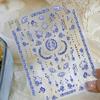 Китайская 5D Ваза с Бабочками и Цветами из Сине-Белого Фарфора, Окно со Ласточками, Наклейки для Маникюра с Золотым Штампом, Декали для Маникюра