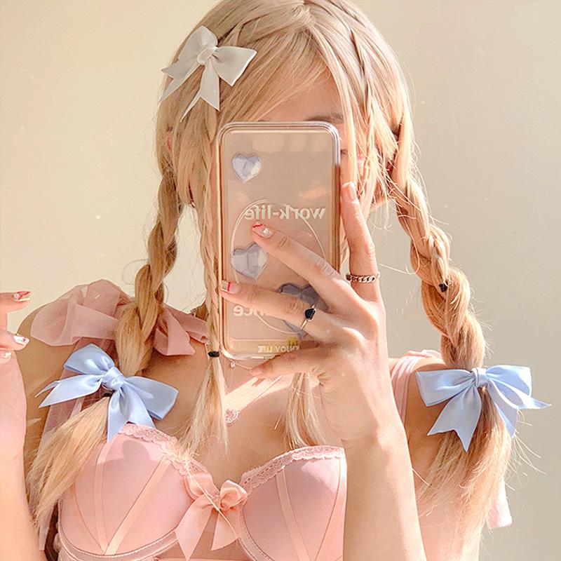 2 шт. милые аксессуары, двойной хвощ, бант, заколка для волос, головной убор, атласная принцесса для девочек, сладкая