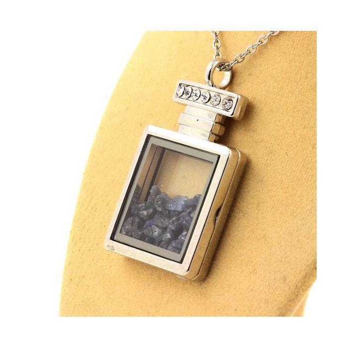 Pierres et Minéraux. Collier Saphir brut. Modèle flacon.
