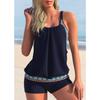 Women's Quality Summer Vacation Swimwear, Stylish Blue Leopard Print Top and Halter Beach Swimsuit S-6XL