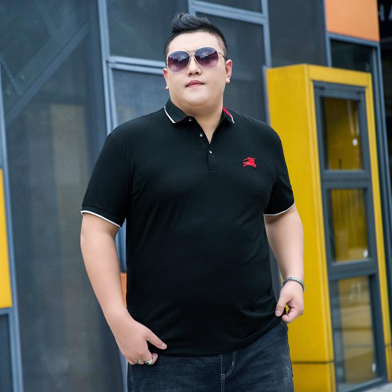 Tide Fat Men's Summer Fat Plus Size Short-sleeved Polo Shirt Business Casual Half-sleeved Body Shirt Middle-aged Bottoming Shirt