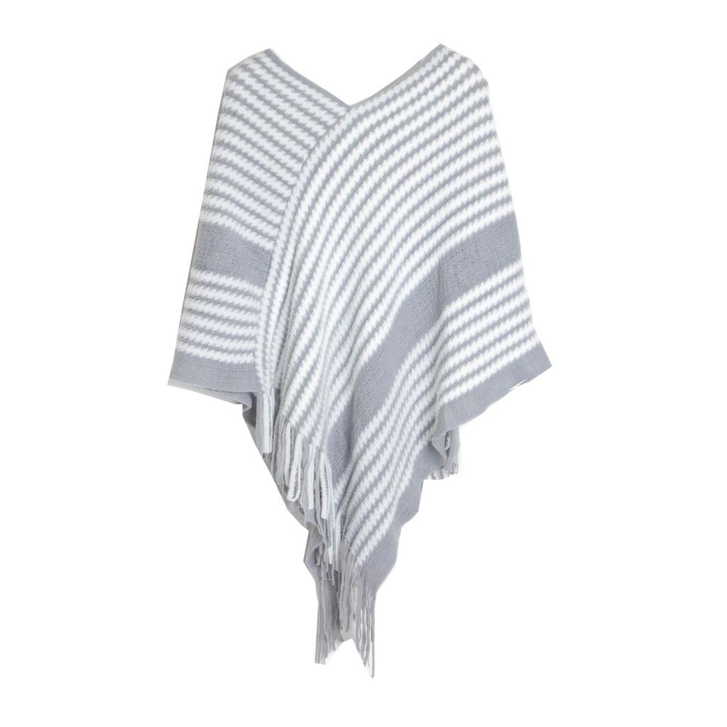 Европейский и американский стиль Женская мода пуловер накидка осень зима теплая пашмина летучая мышь свитер полосатый вязаный платок