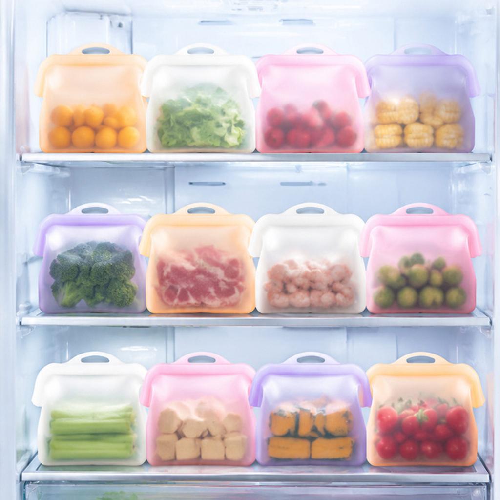 Многоразовые силиконовые пакеты для хранения продуктов, самостоящие, с широким горлышком, герметичные, непротекающие, для морозильной камеры, пищевого качества, для и овощей
