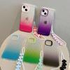 Блестящий градиентный цветной чехол для телефона для iPhone 14 13 12 11 Pro Max, двухсторонняя защита камеры, прозрачный мягкий чехол IMD с браслетом