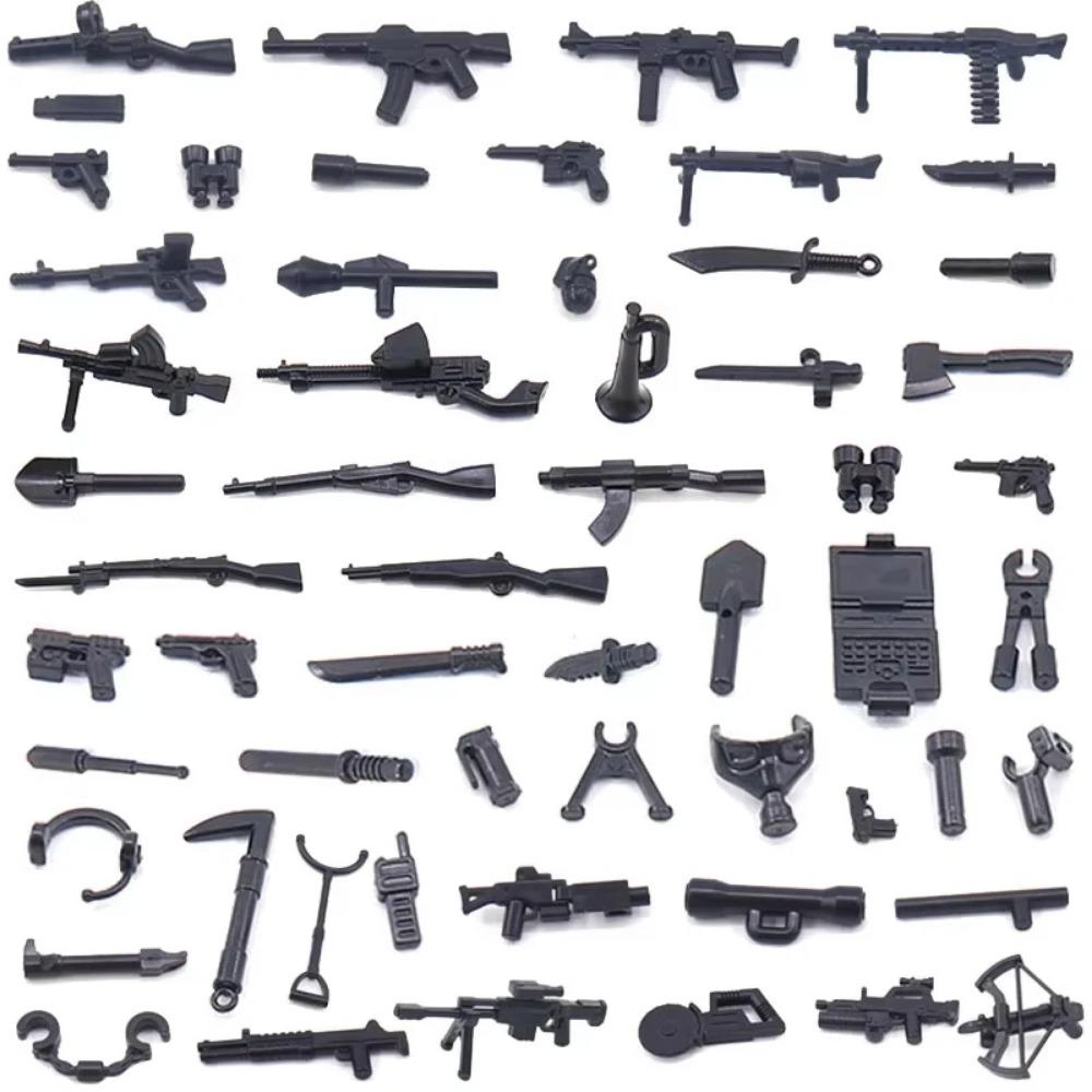 Конструктор Второй мировой войны Военное оружие Полицейский Солдат Фигурка Аксессуары Модель Кирпич Пистолет Пушка Пусковая установка Бункер Аванпост Игрушка X017