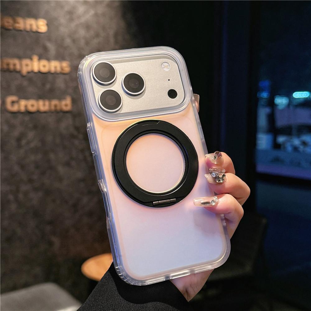 Подходит для iphone17pro вращающийся держатель чехол для мобильного телефона Apple 17promax лазерный градиентный противоударный магнитный чехол