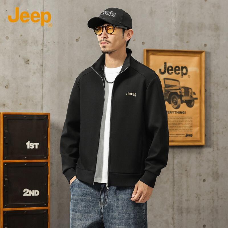 JEEP Men's Casual Stand Collar Cardigan Sweatshirt