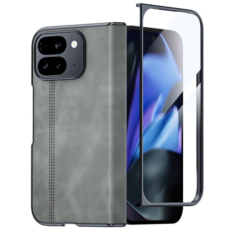 Magnetic Snap Case Google Pixel 9 Pro Fold With Leather Texture Full Protection Cover Integrated Screen Film
