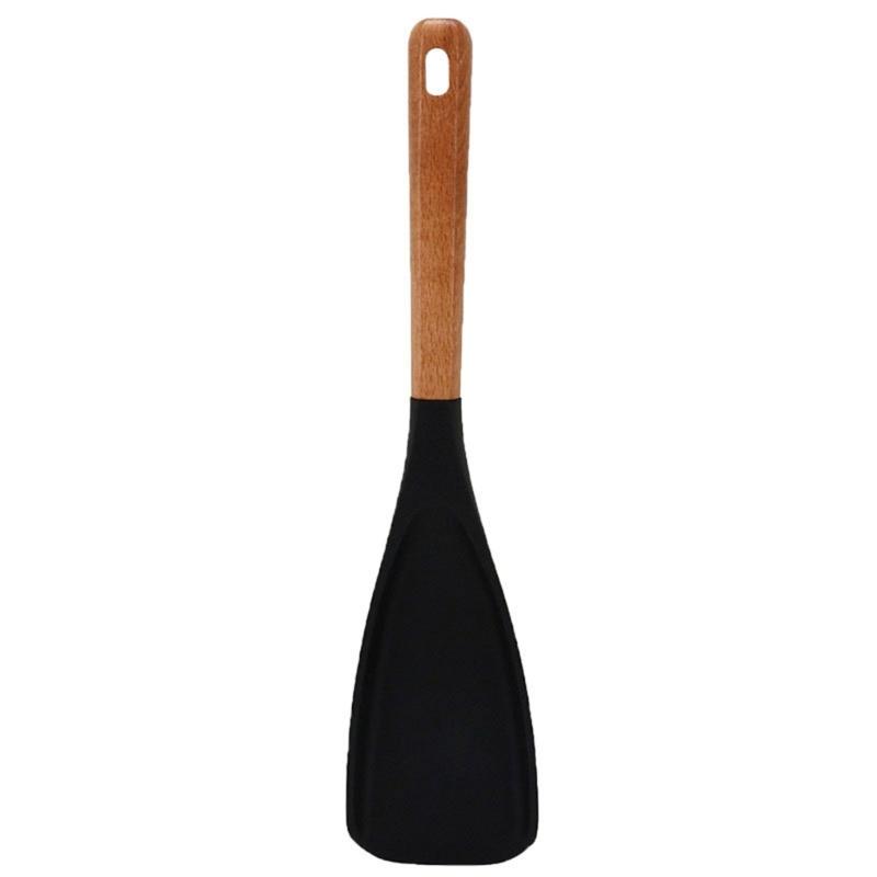 Practical Silicone Spatula Wooden Handle Protects Pots From Scratches Heat Resistant Baking Cooking Essential