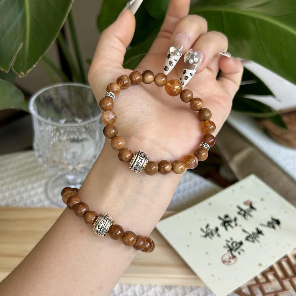 Браслет ручной работы из натуральных бусин - Ретро литературный стиль.