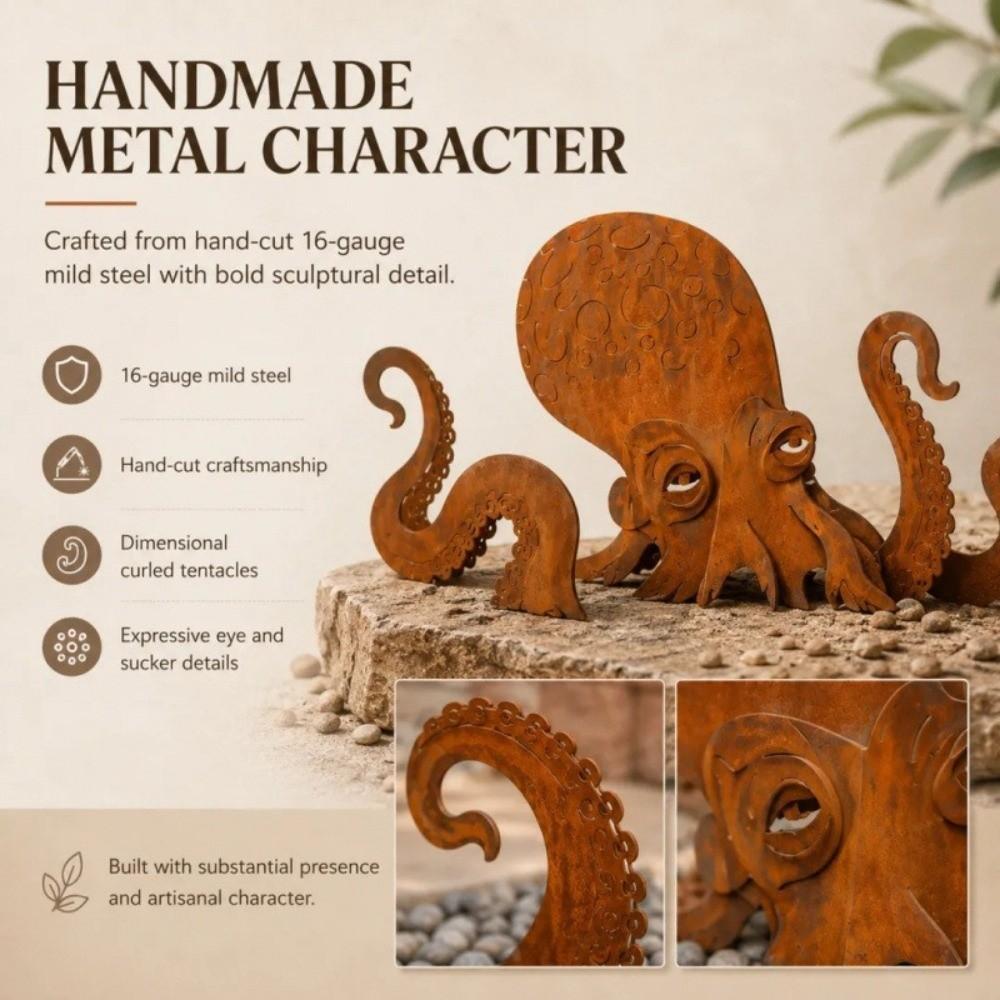 Rustic Giant Nautical Animal Sculpture Vintage Iron Animal Lawn Stake Ornament Park Decoration