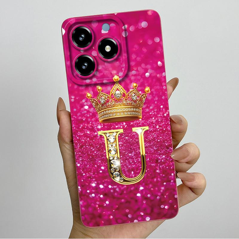Чехол для телефона с буквами-коронами для OPPO Realme C61 4G 6.74" RMX3939 C 61 C63 Narzo N63 Квадратный корпус Жидкий силикон Мягкий бампер