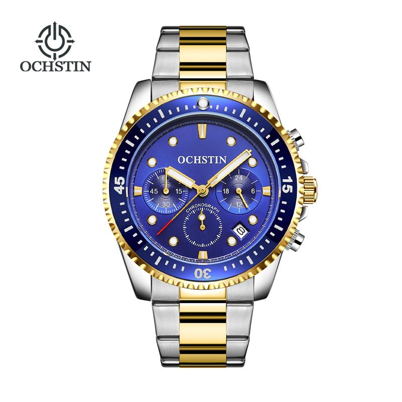 OCHSTIN Man Multifunctional Quartz Movement Stainless Steel Wristwatch Luxury Men‘s Waterproof Luminous Hands Watches