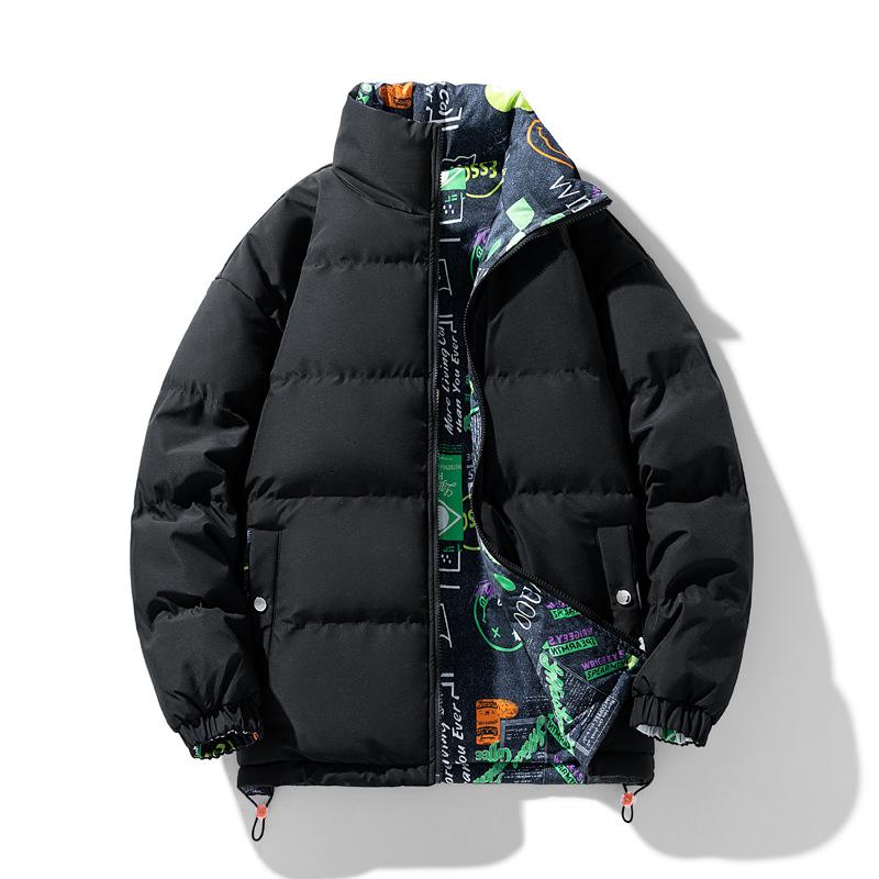 Двусторонняя одежда, мужская зимняя теплая стеганая куртка, свободная модная брендовая студенческая пара с стеганой курткой
