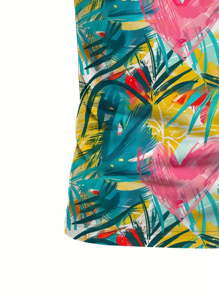 Men'S Short-Sleeve Polo Shirt with Flat Digital Print Pattern - No Texture
