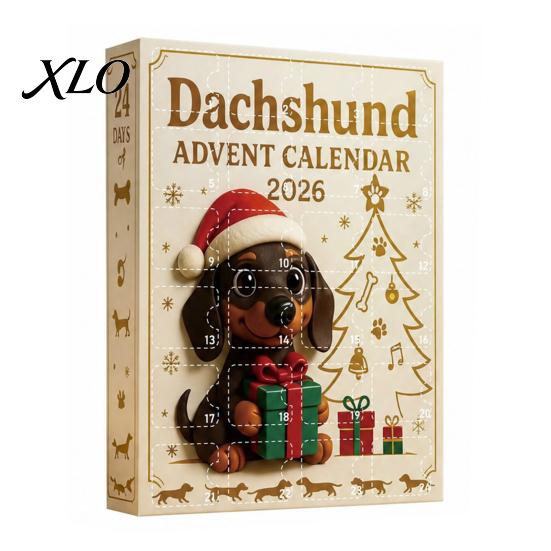 Acrylic Holiday Ornaments 2026 Dachshund Advent Calendar, 24 Days Christmas Dog Collectible Set, Pcs Unique Collectibles 2D Figures Countdown Calendar