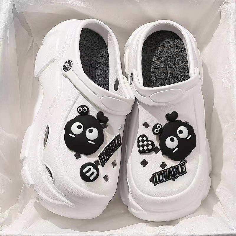 Super thick sweating dog hole shoes women's 2 platform beach shoes to increase the height and cool slippers to wear outside