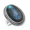 Natural Labradorite Gemstone Handmade 925 Solid Silver Jewelry Ring Size 6 H6n47