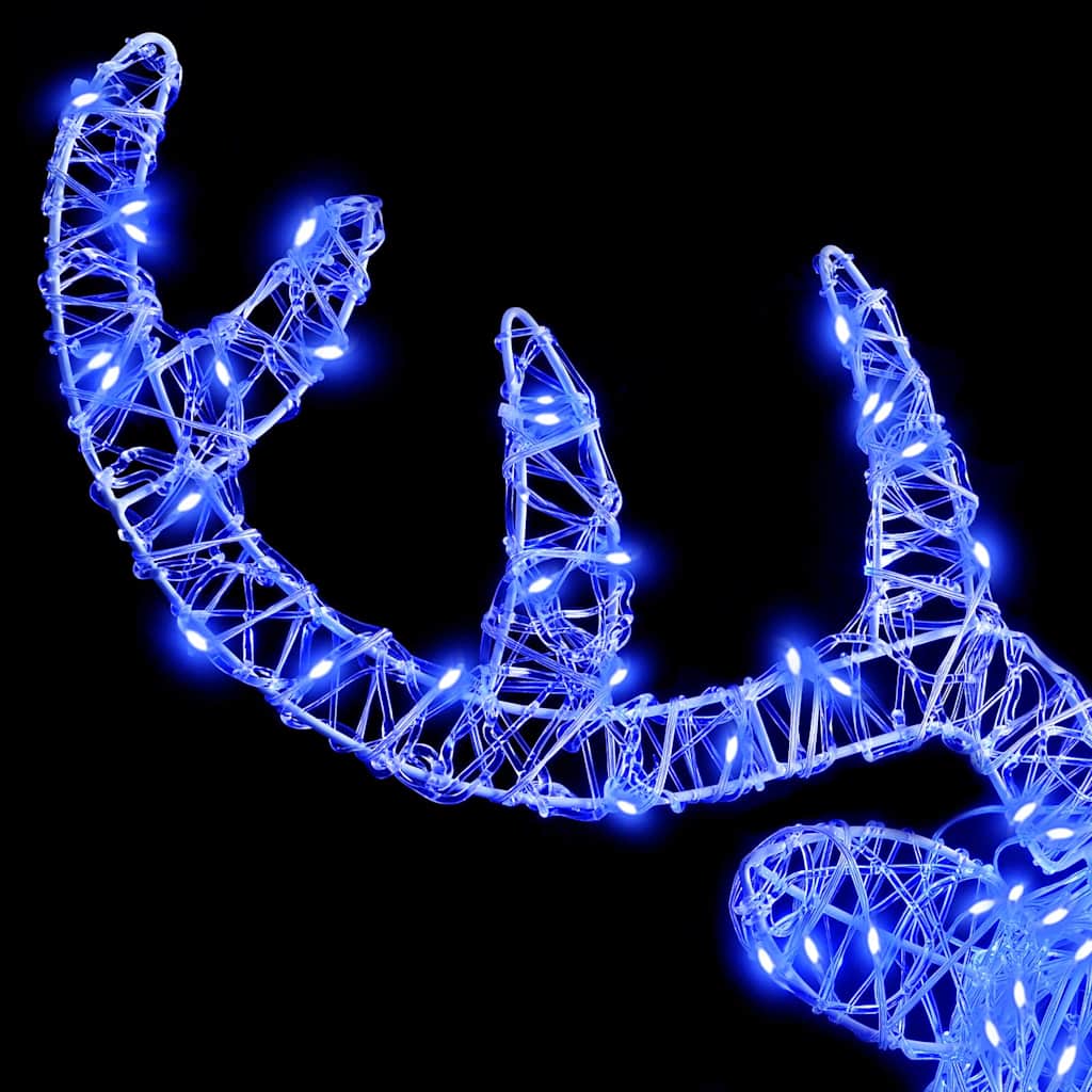Reindeer Head Decoration with 140 LEDs Blue 68 x 36.5 x 62.5 cm Acrylic