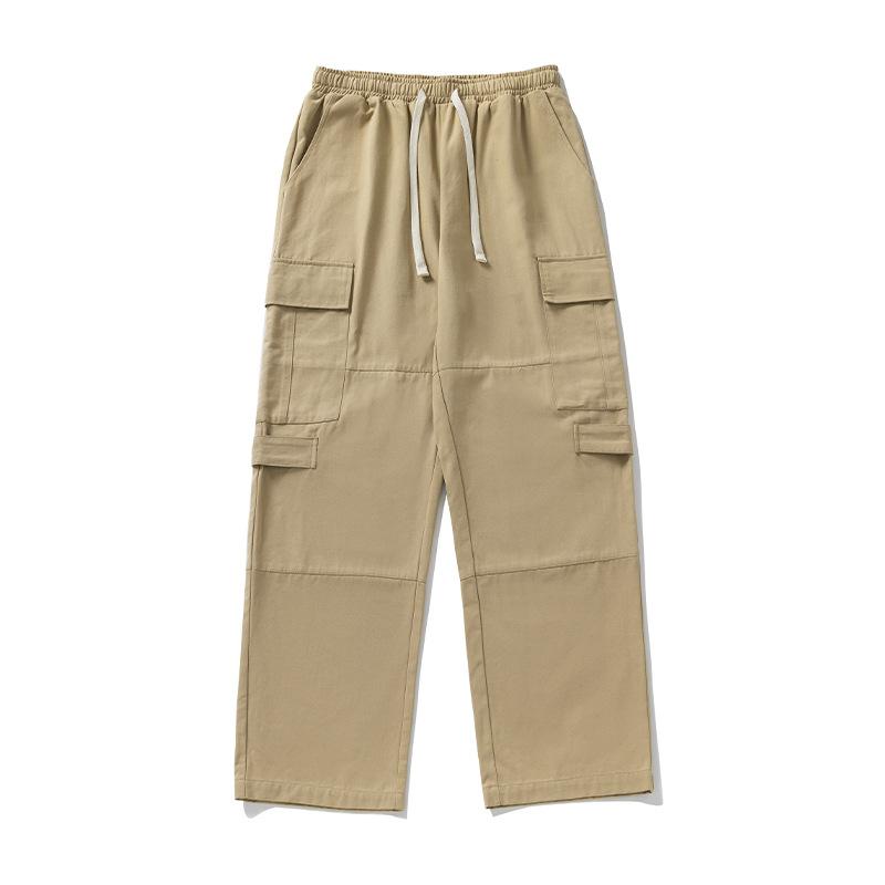 Trendy Men's Wide-leg Cargo Pants, Elastic Drawstring Waist Multi-pocket Pants, Streetwear Pants for Daily Wear & Casual Outings