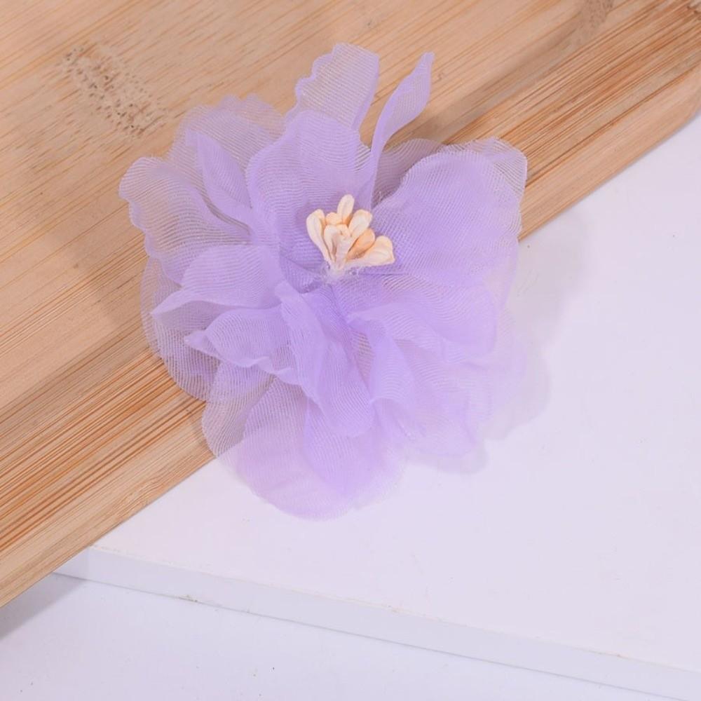 10Pcs 5.5cm Chiffon Flower Embroidered Patches for Wedding Dress Hats Decoration