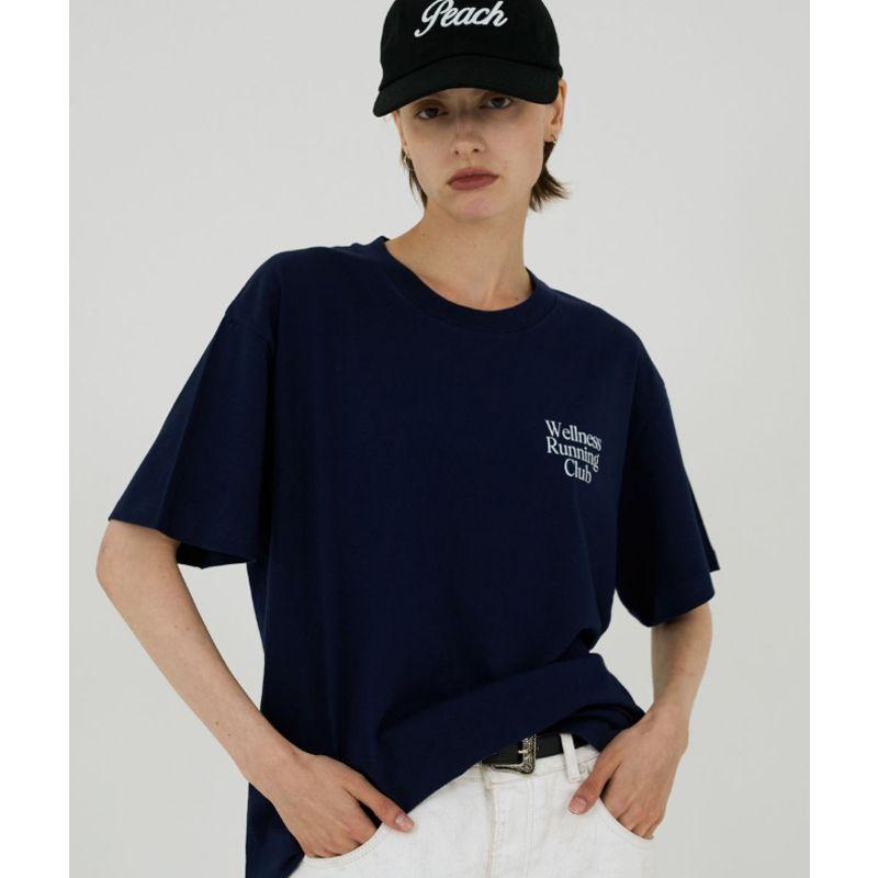 Wellness Running Club American Vintage Simple Letters Print Pure Cotton Short Sleeve T-shirt Women