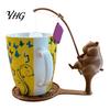 Animal Shaped Coaster Fishing Tea Bag Holder, 3D Printed Heat-Resistant Coaster, Accessory for Hamster Cup and Coffee Mug, Gift Lovers & Enthusiasts