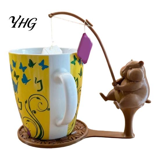 Animal Shaped Coaster Fishing Tea Bag Holder, 3D Printed Heat-Resistant Coaster, Accessory for Hamster Cup and Coffee Mug, Gift Lovers & Enthusiasts