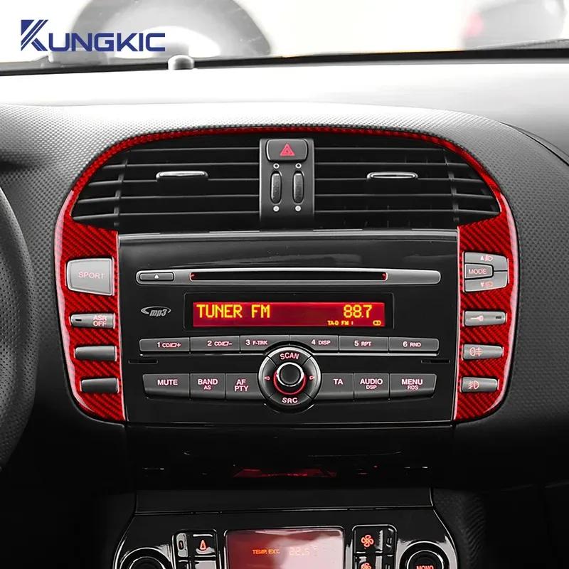 Central Control Button Real Soft Carbon Fiber Sticker LHD RHD For Fiat Bravo 2006-2011 2012 2013 2014 2015 2015 2016 2017 2018