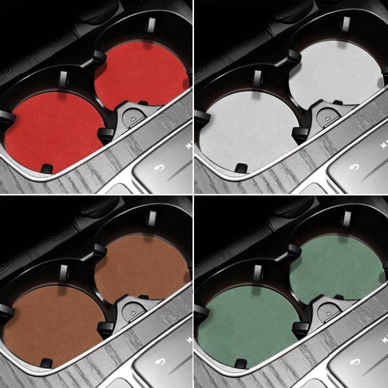 AJW1 High Quality Suede Car Coaster Water Cup Seat Cushion  Anti Slip Pad For Ford Ka 2022 2021 2020 2019 2018 2017 2016 2015 2014