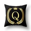 45x45cm Black Gold Letter Crown Polyester Cushion Cover Sofa Home Decor Pillowcase Decorative Cushion